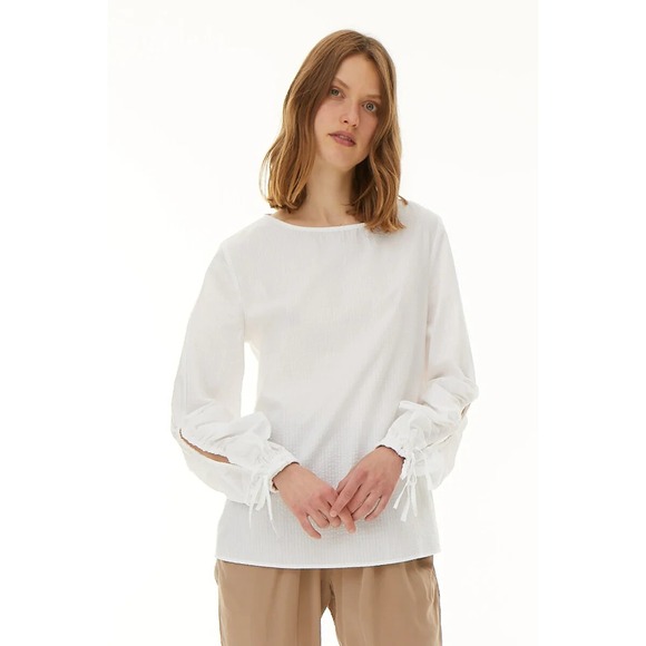 NWT HARSHMAN‎ Catarina Drawstring Sleeves Cotton Tunic Top White sz.S MSRP $193 - Picture 1 of 6